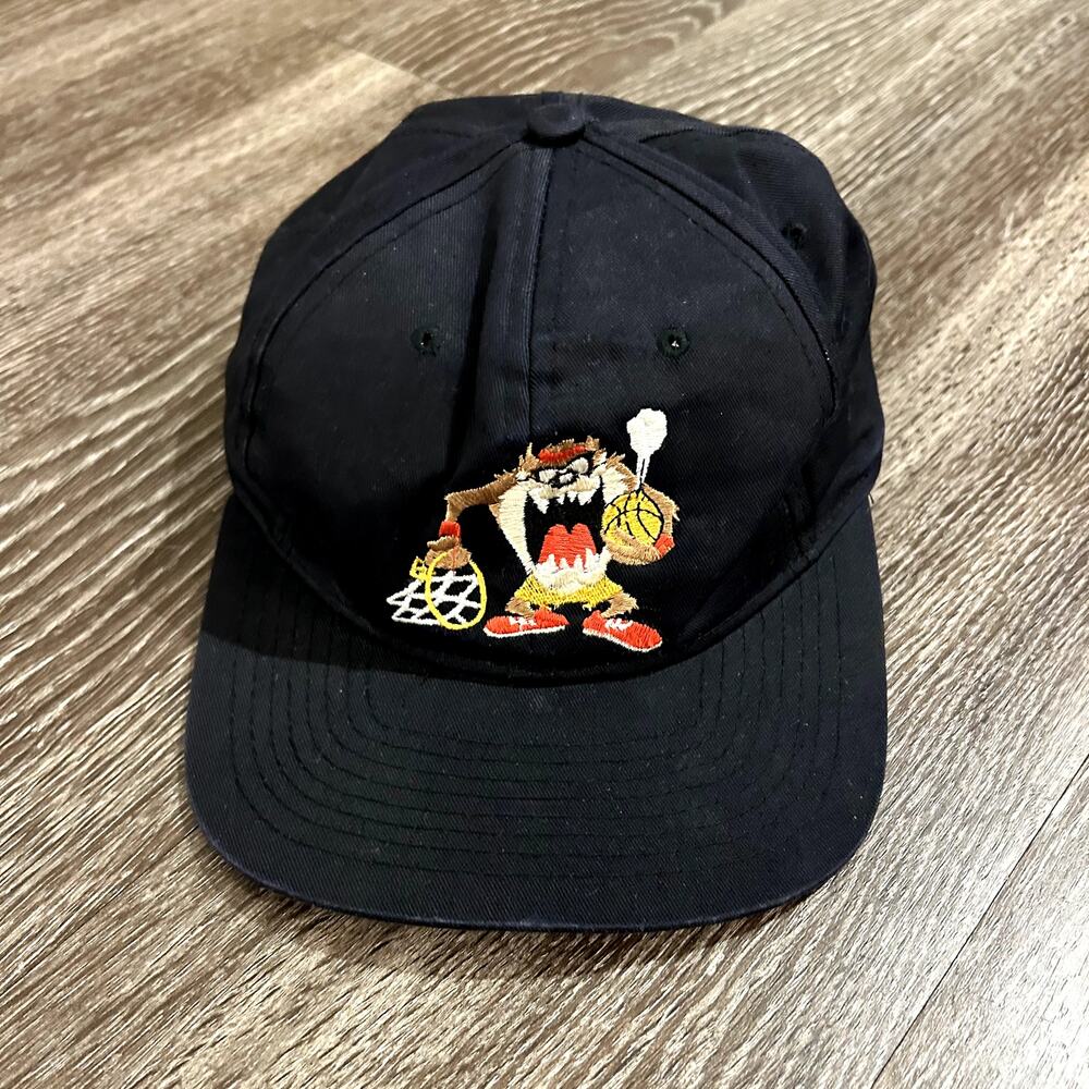 EUC Vintage 1993 Keds Looney Tunes Taz Basketball Black Snapback‎ Hat Adjustable